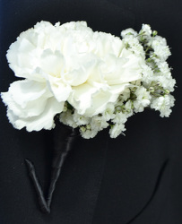Carnation Boutonniere With Baby's Breath from Dallas Sympathy Florist in Dallas, TX