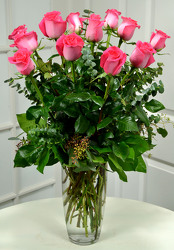 12 Lush Pink  Roses   from Dallas Sympathy Florist in Dallas, TX