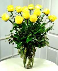 12 Lush Yellow Roses   from Dallas Sympathy Florist in Dallas, TX
