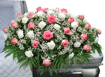 Roses & Carnation Mix Casket Spray from Dallas Sympathy Florist in Dallas, TX