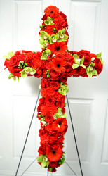 Red Sympathy Cross from Dallas Sympathy Florist in Dallas, TX