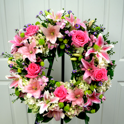 Pink Sincerity Wreath from Dallas Sympathy Florist in Dallas, TX