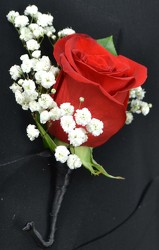 Rose Boutonniere with Baby's Breath from Dallas Sympathy Florist in Dallas, TX