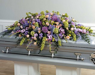 Lavender and Green Casket Design from Dallas Sympathy Florist in Dallas, TX