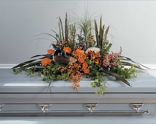 Duck Decoy Casket Arrangement from Dallas Sympathy Florist in Dallas, TX